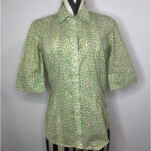 Lilly Pulitzer Button-Down Green Print Shirt 100% cotton size 6